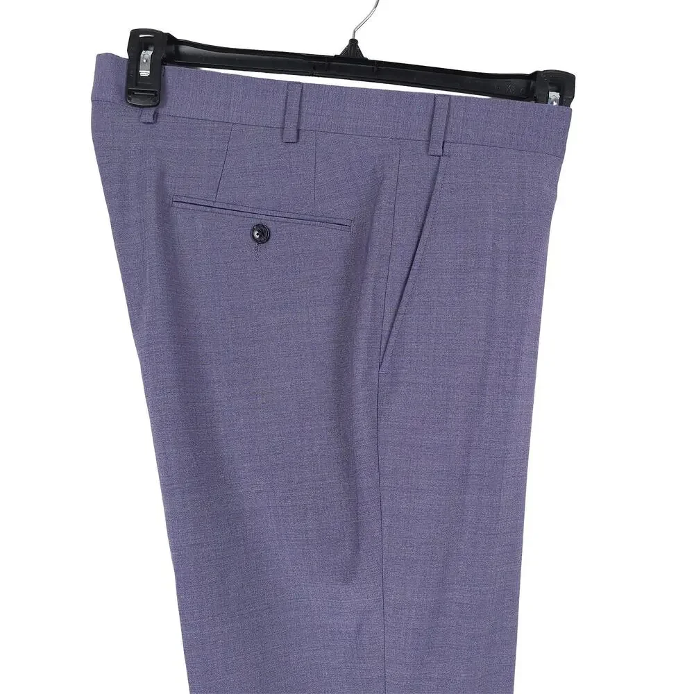 Bar III Mens Slim Fit 2 Piece Suit 36R 32x30 Lavender Purple Solid Stretch Wool